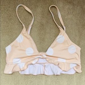 UO Peach Ruffle Polka Dot Swim Top